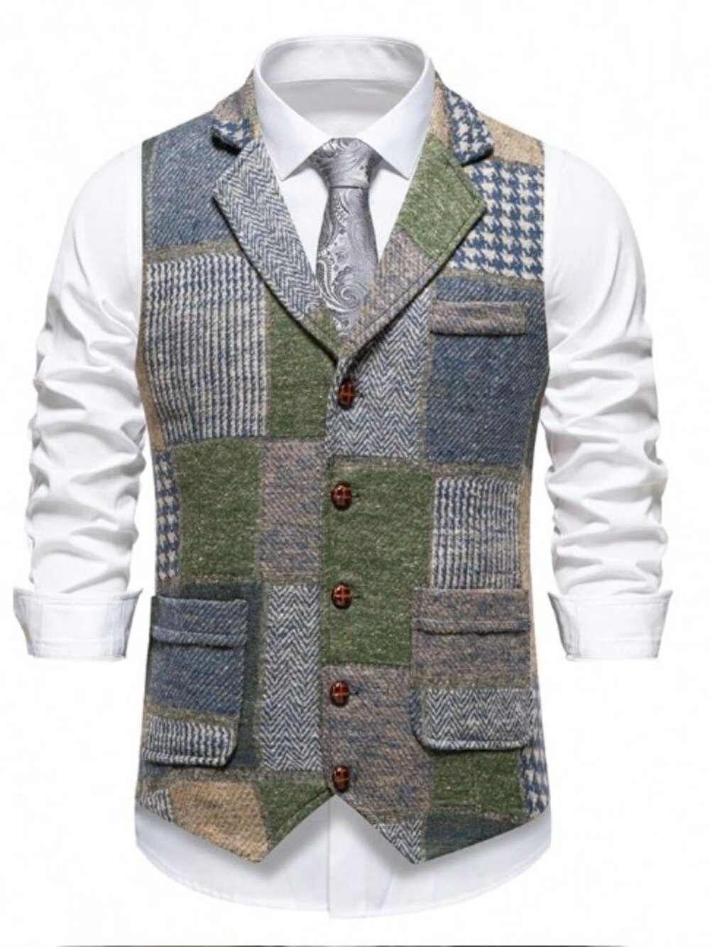 Men’s Daniel Retro-inspired Patchwork Slim-fit Vest